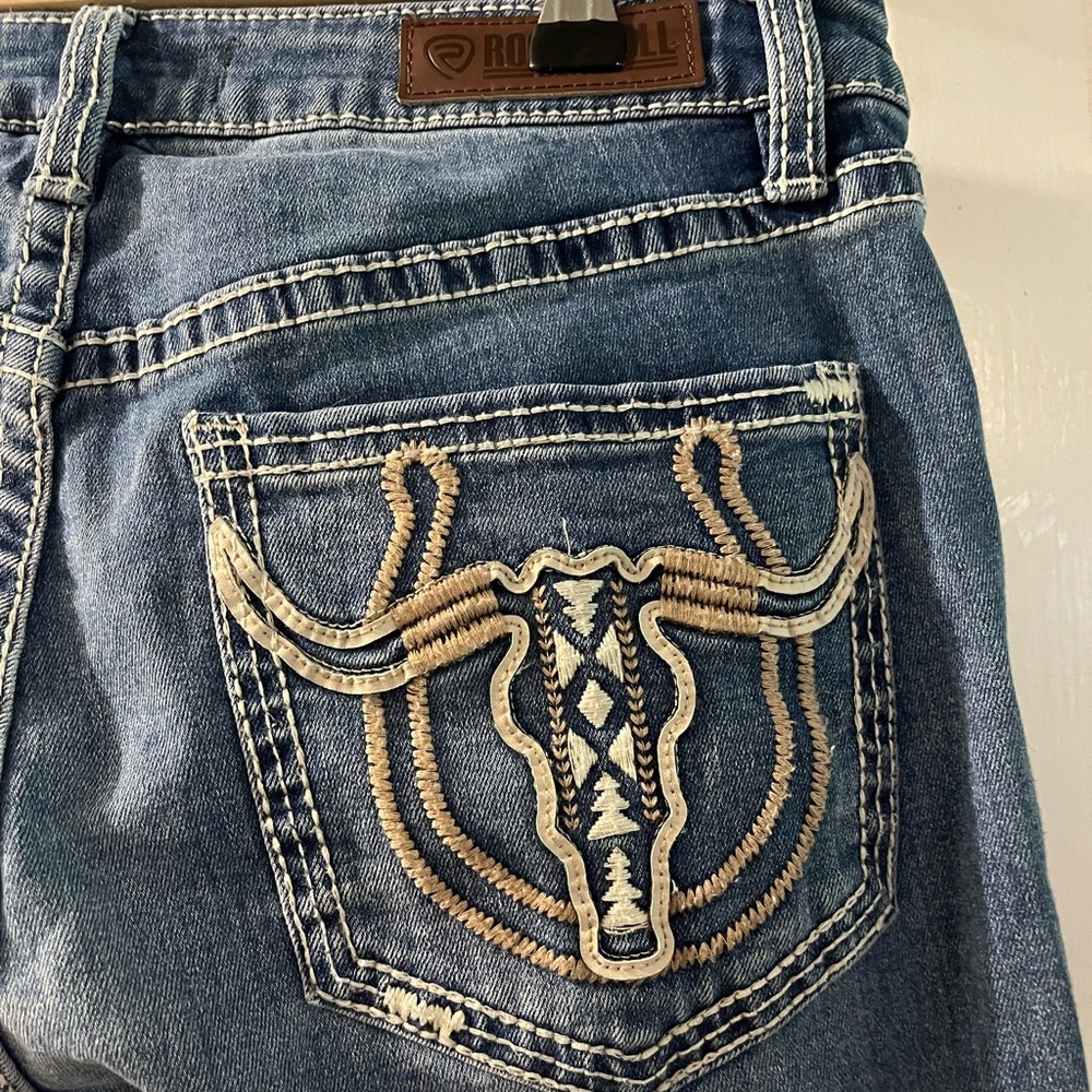 Stylish Blue Flare Women's Jeans - Picture 3 of 4